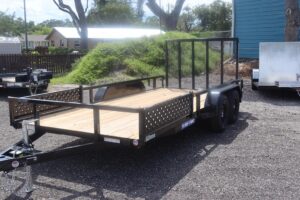 2025 7x16 Tube Top ATV Utility Trailer – 7K Tandem Axle, Side Ramps, Fold-Flat Gate