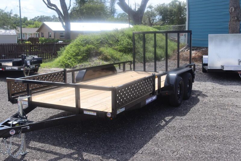 2025 7x16 Tube Top ATV Utility Trailer – 7K Tandem Axle, Side Ramps, Fold-Flat Gate