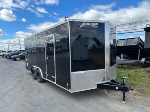 Homesteader 8.5 x 18 V-Nose Enclosed Car Hauler - Ramp Door