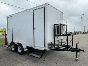2 Station Portable Restroom Trailer 7' x 14' Unisex, Upscale Design