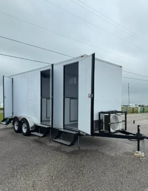 3 Station Portable Restroom Trailer 7' x 20' Unisex