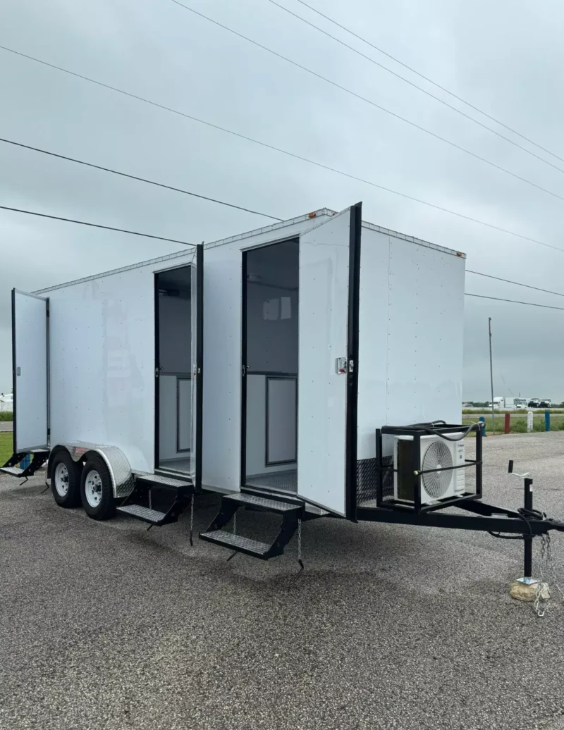 3 Station Portable Restroom Trailer 7' x 20' Unisex