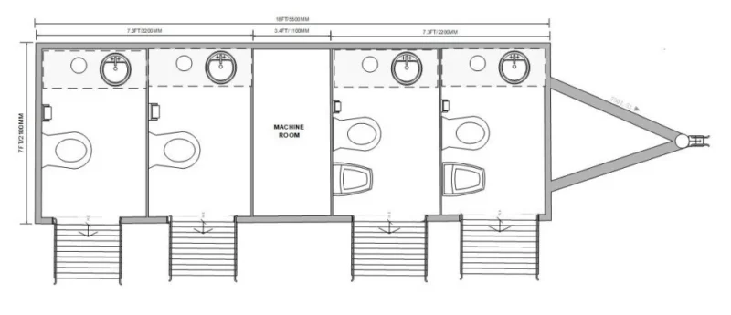 4-Stall Luxury Restroom Trailer - Image 2