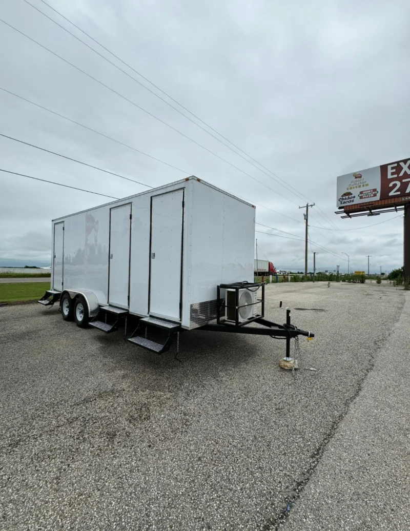 3 Station Portable Restroom Trailer 7' x 20' Unisex - Image 2
