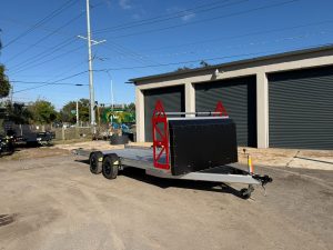 New 2026 Futura 7 x 20 Aluminum Lowering Car Trailer 7k GVWR