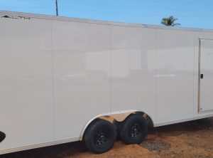 8.5X20 ALUMINUM CAR HAULER WITH SM ESCAPE DOOR